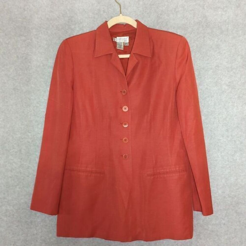 Episode Womens 8 Silk Linen Blend Rust Orange Jacket Blazer Lagenlook Business
